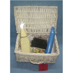 Vintage sewing basket with accessories