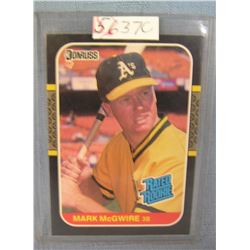 Mark McGwire rookie baseball card
