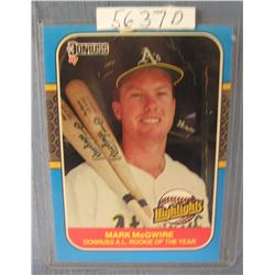 Mark McGwire rookie baseball card