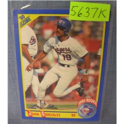 Juan Gonzalez rookie baseball card