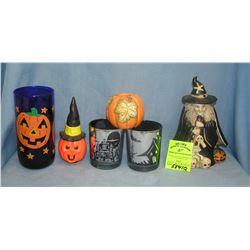 Vint. & mod. porcelain & glass Halloween decorations