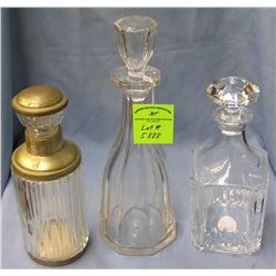 Group of three early decanters