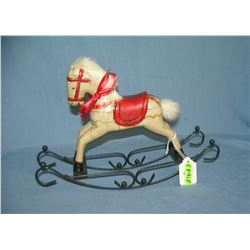 Hand painted wood and metal rocking horse