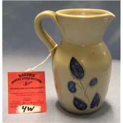 Blue decorated earthenware pitcher