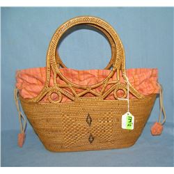 Vintage wicker and fabric pocket book