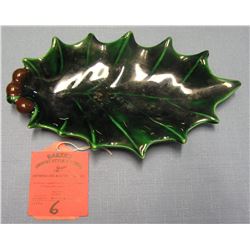 Vintage 1950's leaf shaped art pottery candy dish