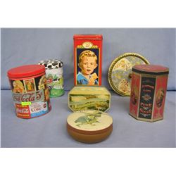 Group of 7 collectible tins