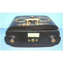 Wood and brass decorated jewelry and trinket box