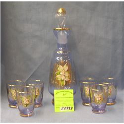 Hand painted floral decorated decanter set