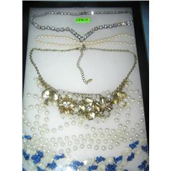 Collection of vintage costume jewelry necklaces