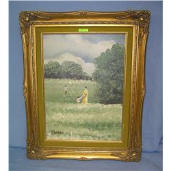 Matted and framed oil on canvas artist signed