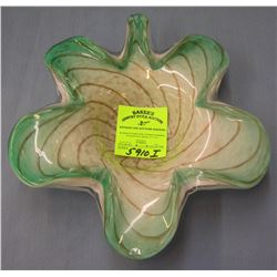 Great heavy art glass leaf shaped codiment bowl