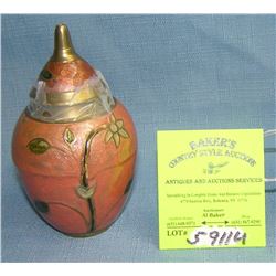 Brass and enameled oriental vase with cover