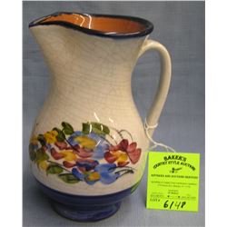 Vintage floral decorated earthenware Pitcher