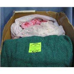Box of misc linens and towels