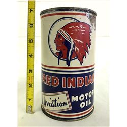 1940'S RED INDIAN 1 QT AVIATION OIL CAN