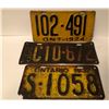 Image 1 : GR OF 3 ONTARIO LICENCE PLATES