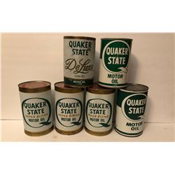 GR OF 6, QUAKER STATE MOTOR OIL CANS - SOME FULL