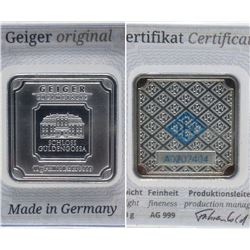 10 Gram Geiger Edelmetalle .999 Fine Silver Bar