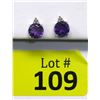 Image 1 : New Amethyst & Diamond Sterling Silver Earrings