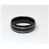 Image 1 : New Mans Titanium Black Band Ring with 2 Grooves
