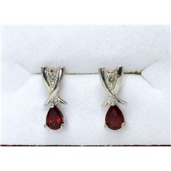 New Garnet & Diamond Sterling Silver Earrings