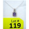 Image 1 : Amethyst & Diamond Sterling Silver Pendant