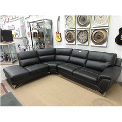 New Black Bonded Leather Curved Sectional