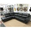 Image 1 : New Black Bonded Leather Curved Sectional