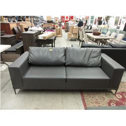 New European Grey Leather Sofa by SofaLab