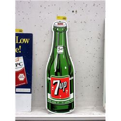 Enameled Steel 7-UP Bottle Sign - 9" x 27"