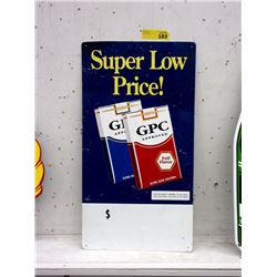 1994 GPC Cigarette Metal Retail Sign  -12  x 23 