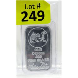 1 Oz Miner & Mule motif .999 Silver Bar