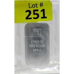 1 Oz. TD .999 Silver Investor Bar