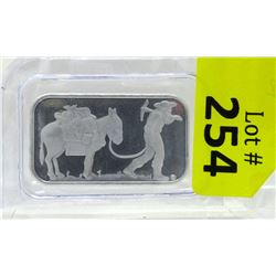 1 Oz Miner & Mule motif .999 Silver Bar