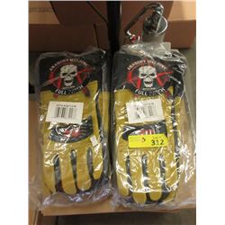 12 New Pairs of Leather Anarchy Welding Gloves - M