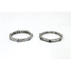 2 Sterling Silver Gemstone Stackable Band Rings