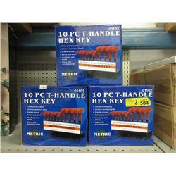 3 New 10 Piece T-Handle Hex Key Sets