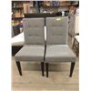 Image 1 : 2 New Gray Upholstered Side Chairs with Wood Legs