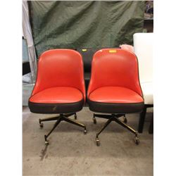 2 Vintage Orange Swivel Chairs