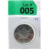 Image 1 : 1 Oz .9999 Fine Silver 1999 Canada Maple Leaf Coin