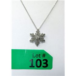 Diamond Studded Sterling Silver Snowflake Pendant