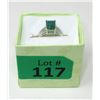 Image 2 : Diamond & Emerald Sterling Silver Ring