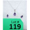 Image 1 : New Sterling Silver Amethyst Earrings & Pendant