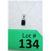 Image 1 : Sterling Silver Blue Sapphire Solitaire Pendant