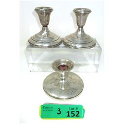 Three Vintage Sterling Silver Candle Holders