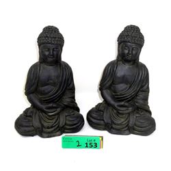 Pair of Ceramic Buddha Statues - 6" x 4" 9" tall