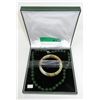 Image 1 : 18"  Jade Bead Necklace & Jade Bangle Bracelet