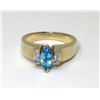 Image 1 : Estate - 10KT Gold Blue & White Topaz Ring