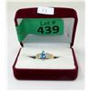 Image 2 : Estate - 10KT Gold Blue & White Topaz Ring
